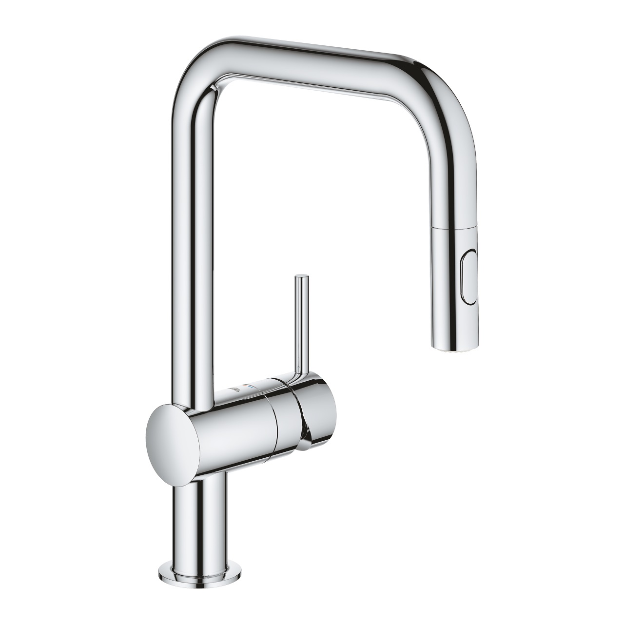 GROHE Minta - Miscelatore per Lavello Cucina con Doccetta Estraibile, 2 Getti, Bocca a U, Raggio di Rotazione 360°, Cartuccia in Ceramica da 46 mm, Cromo, 353 mm, Cod. 32322002