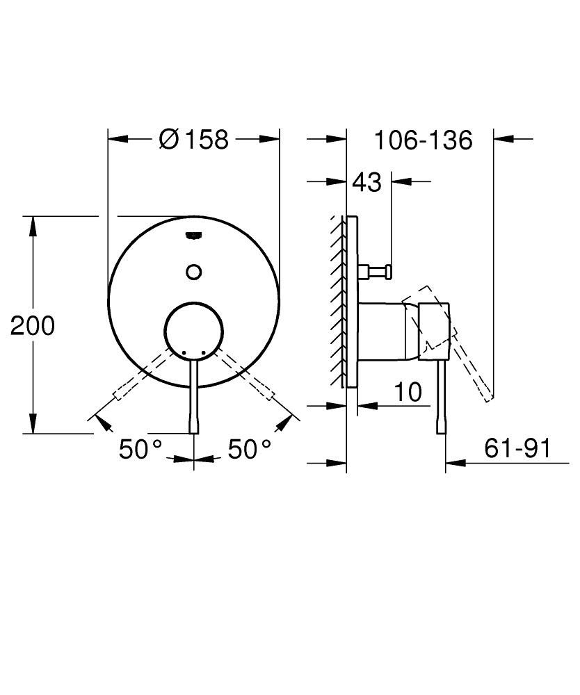 GROHE Essence Miscelatore Monocomando a 2 Vie con Deviatore per Doccia - Grafite, Modello 24058A01