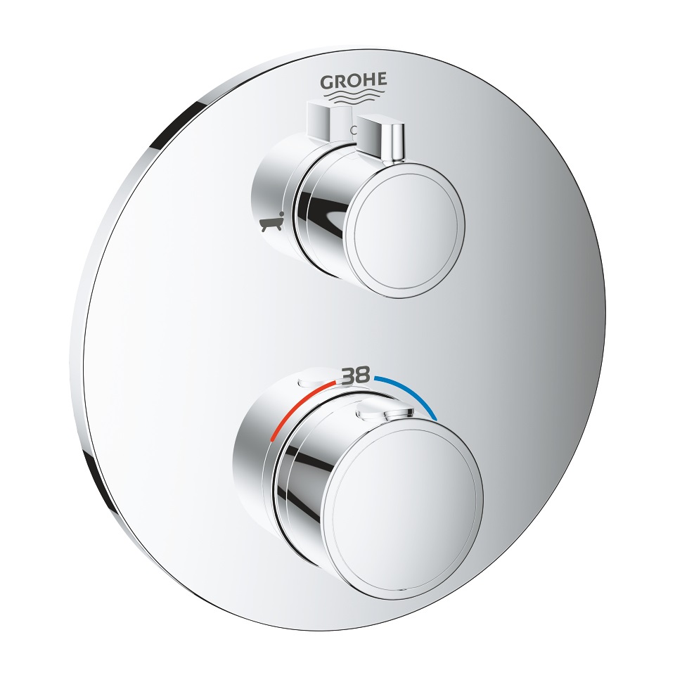 GROHE Grohtherm 24077000 Miscelatore Termostatico a 2 Vie con Deviatore per Vasca e Doccia, Cromo