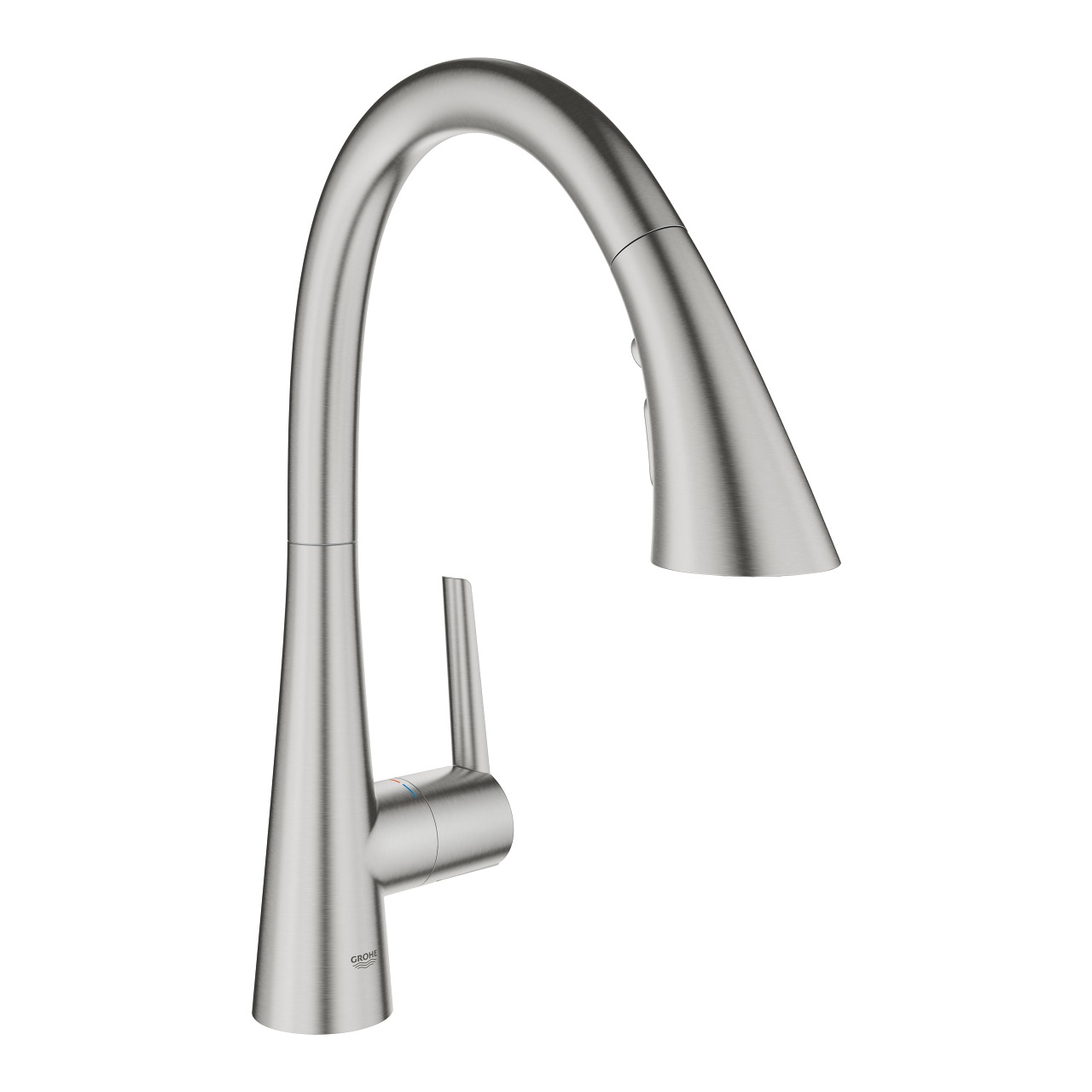 GROHE Zedra 32294DC2 Miscelatore Monocomando per Lavello, DN 15, Bocca C, Satinato, con Doccetta Estraibile e 3 Tipi di Getto