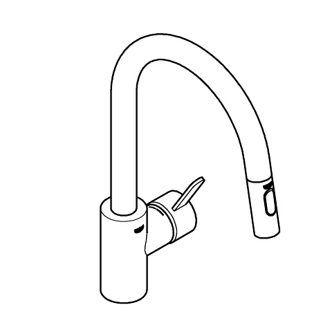 Grohe Eurosmart Cosmopolitan Miscelatore Monocomando per Lavello da Cucina, Cromo Lucido, Doccetta Estraibile con 2 Getti, Bocca Alta e Girevole, Cartuccia GROHE SilkMove