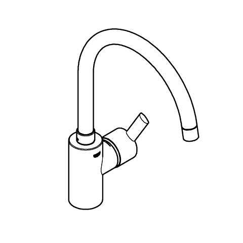 Grohe 32670002 Miscelatore Lavello Cromo con Cartuccia Ceramica 35 mm, Becco Mobile e Sistema di Montaggio Rapido