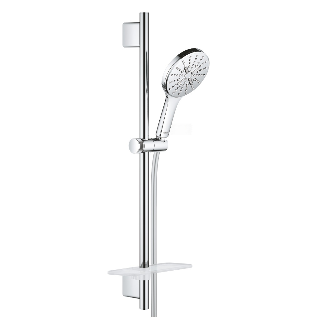 Grohe Rainshower SmartActive 130 Set Doccia con 3 Tipi di Getto, Asta Doccia Cromo Rotondo 130/600 mm
