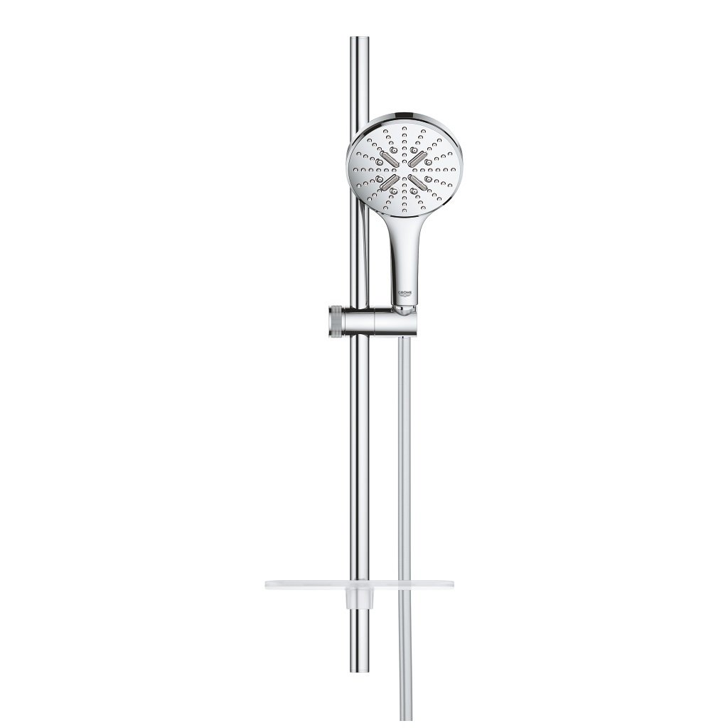 Grohe Rainshower SmartActive 130 Set Doccia con 3 Tipi di Getto, Asta Doccia Cromo Rotondo 130/600 mm