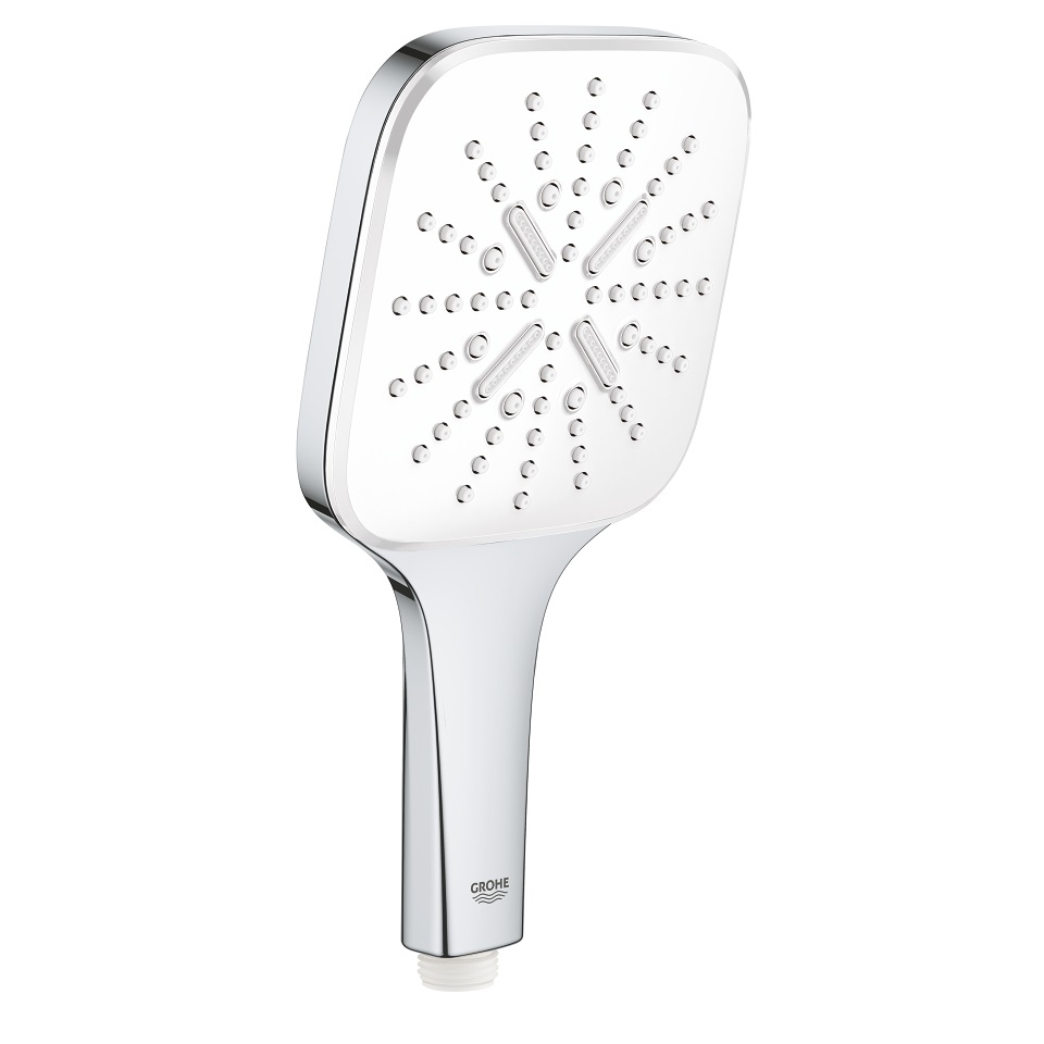 Grohe Rainshower 130 SmartActive Cube 26551LS0 Soffione Doccia a 3 Getti, Finitura Moon White, 130 mm, Design Squadrato
