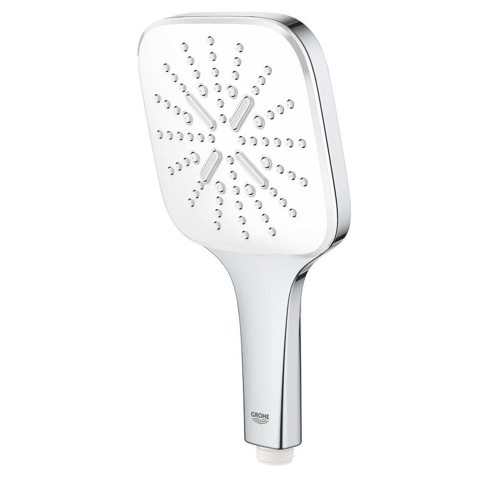 Grohe Rainshower 130 SmartActive Cube 26551LS0 Soffione Doccia a 3 Getti, Finitura Moon White, 130 mm, Design Squadrato