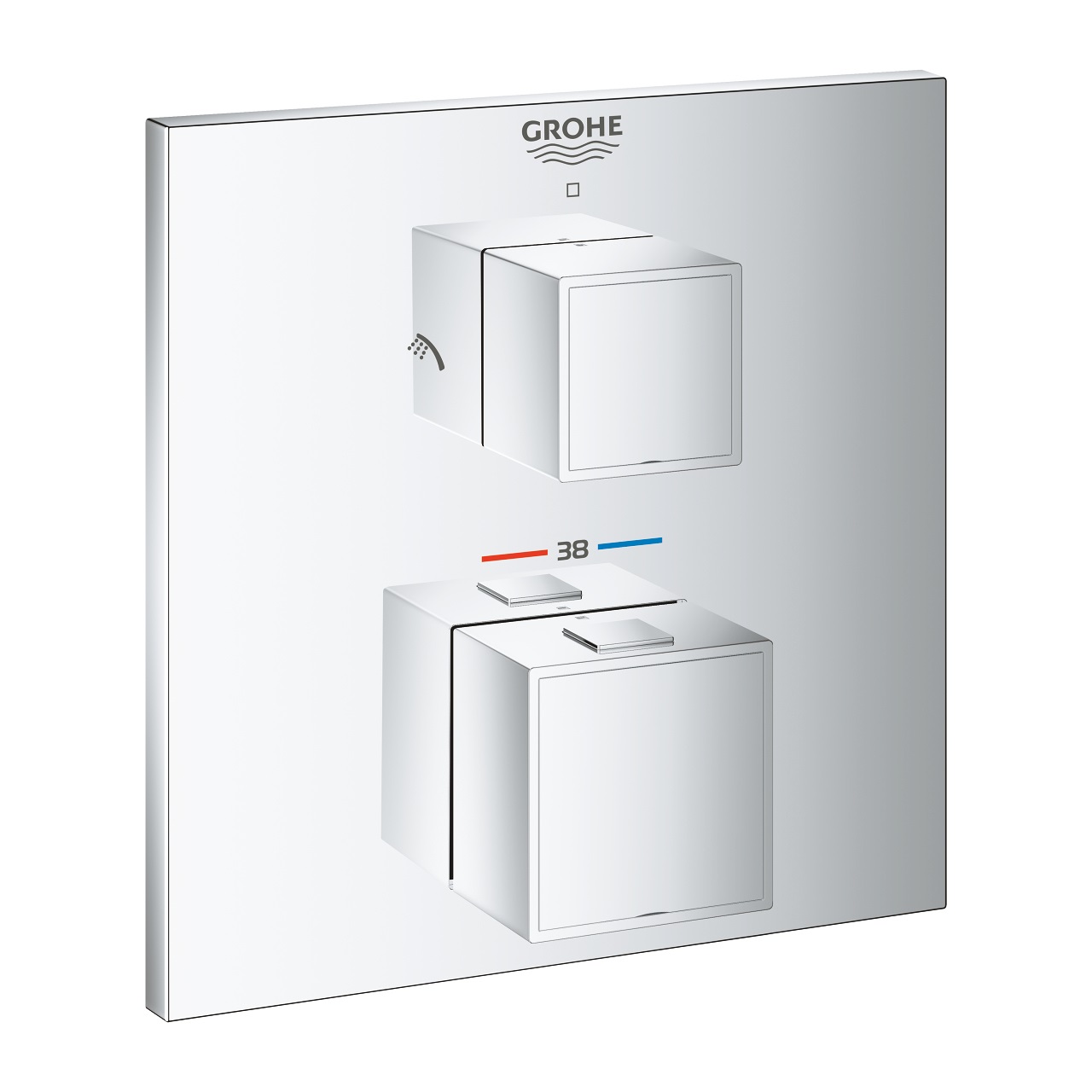 Grohe Grohtherm Cube Miscelatore Termostatico a 2 Vie con Deviatore per Doccia - Cromo, Cod. 24154000