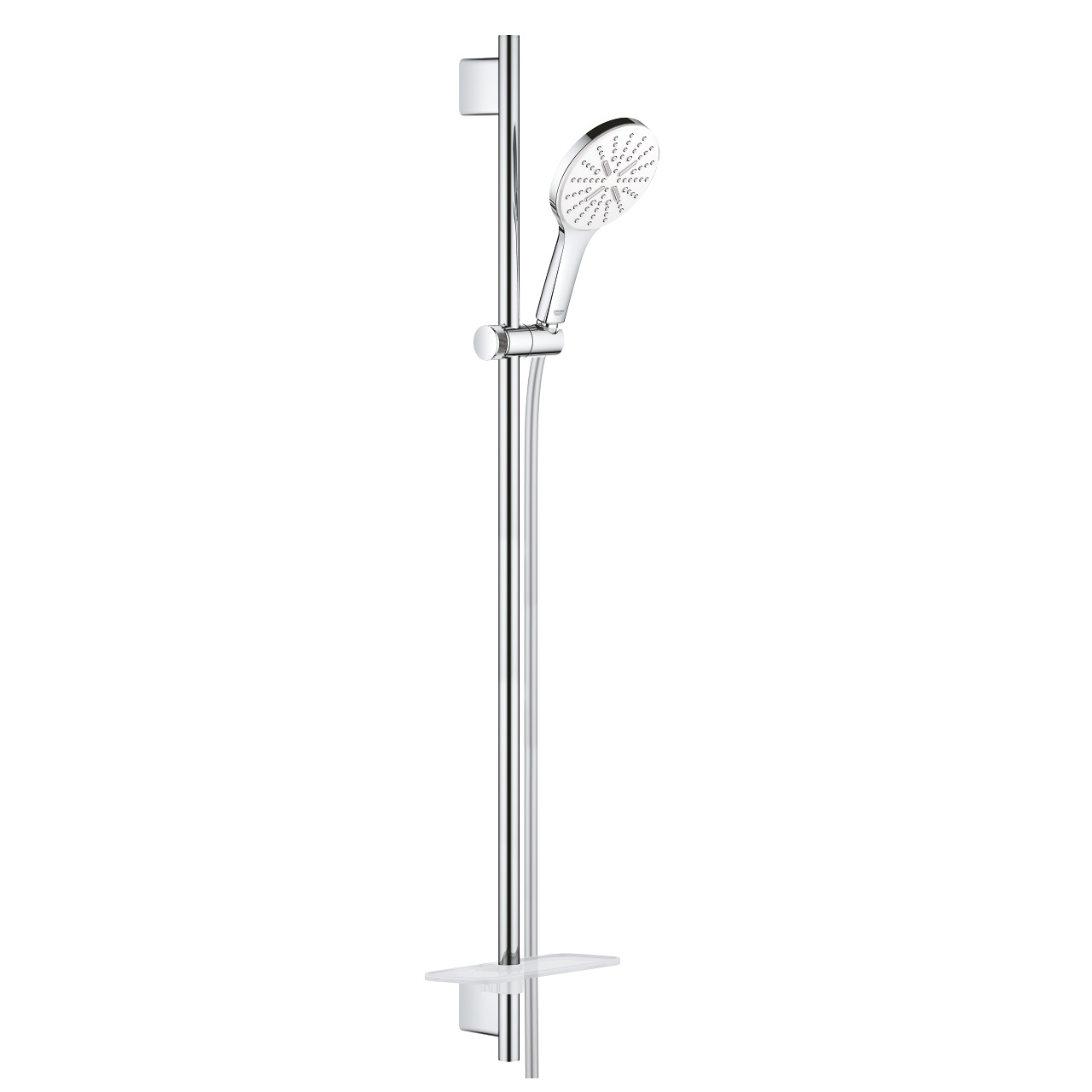 Grohe Rainshower SmartActive 130 Set Doccia con Asta Saliscendi, 3 Tipi di Getto, Ecojoy, Moon White/Cromo