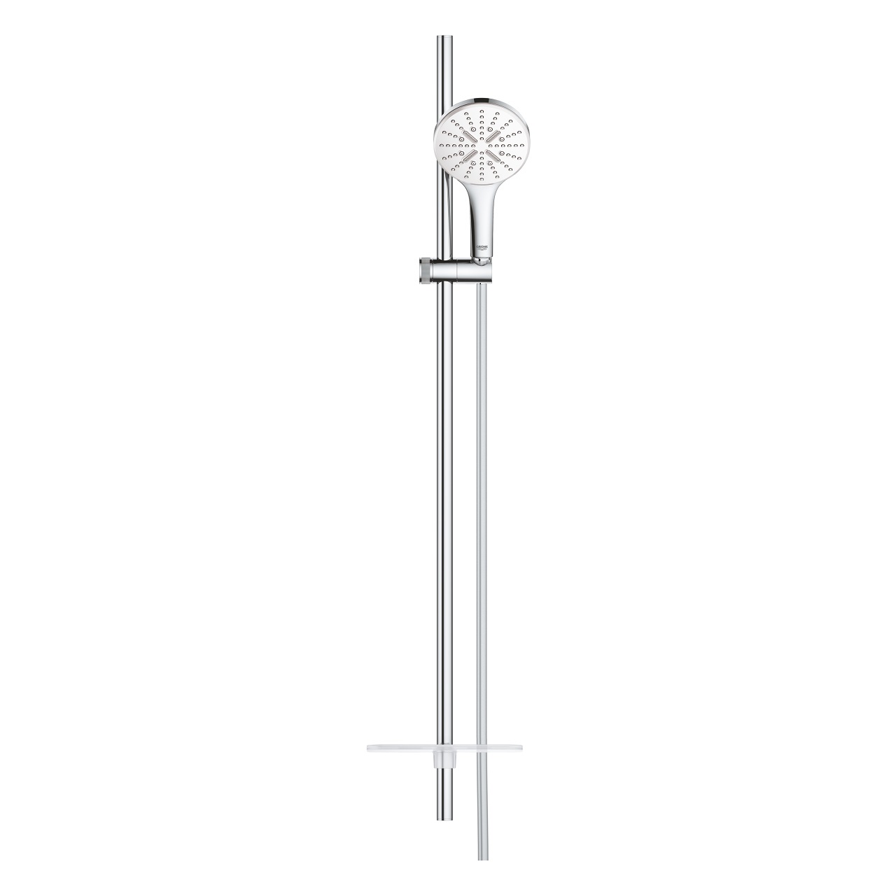 Grohe Rainshower SmartActive 130 Set Doccia con Asta Saliscendi, 3 Tipi di Getto, Ecojoy, Moon White/Cromo