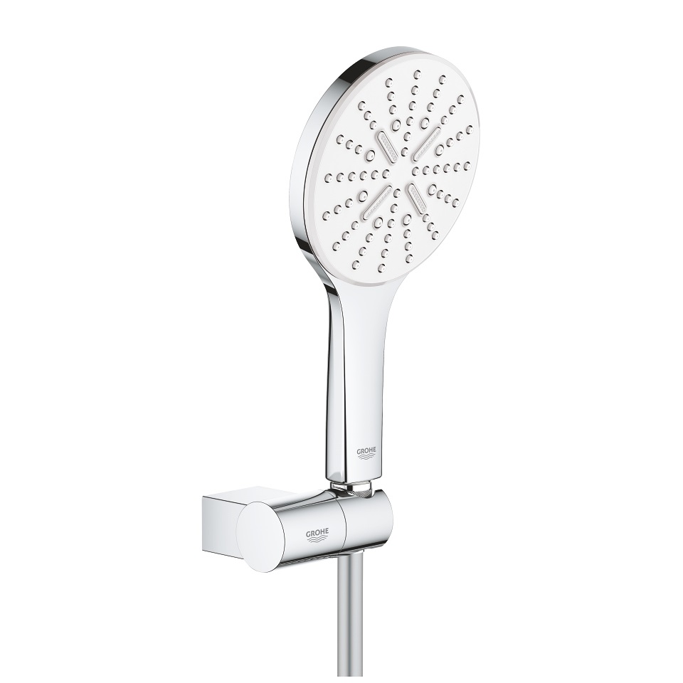 Grohe Rainshower SmartActive 26580LS0 Soffione Doccia Bianco 130 mm con 3 Tipi di Getto, EcoJoy e Supporto