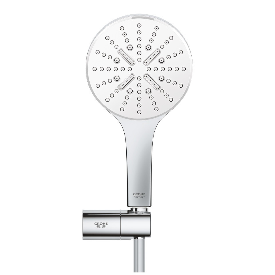Grohe Rainshower SmartActive 26580LS0 Soffione Doccia Bianco 130 mm con 3 Tipi di Getto, EcoJoy e Supporto