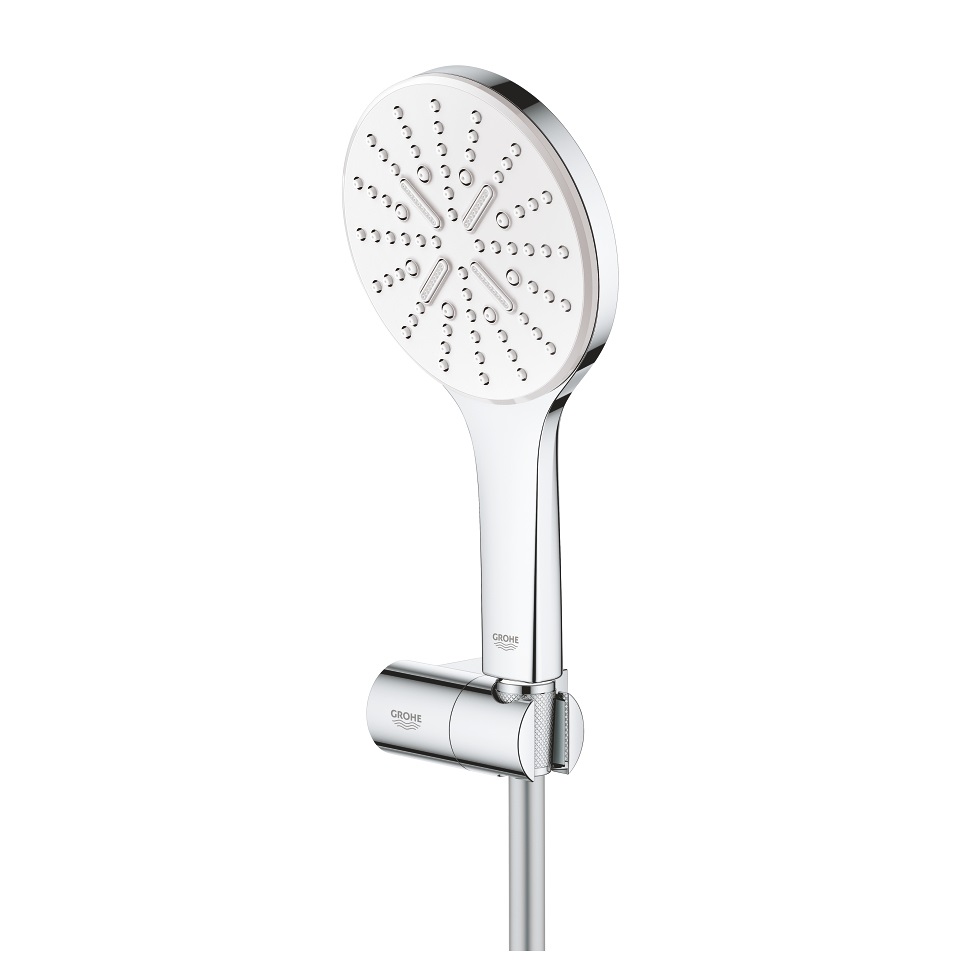 Grohe Rainshower SmartActive 26580LS0 Soffione Doccia Bianco 130 mm con 3 Tipi di Getto, EcoJoy e Supporto