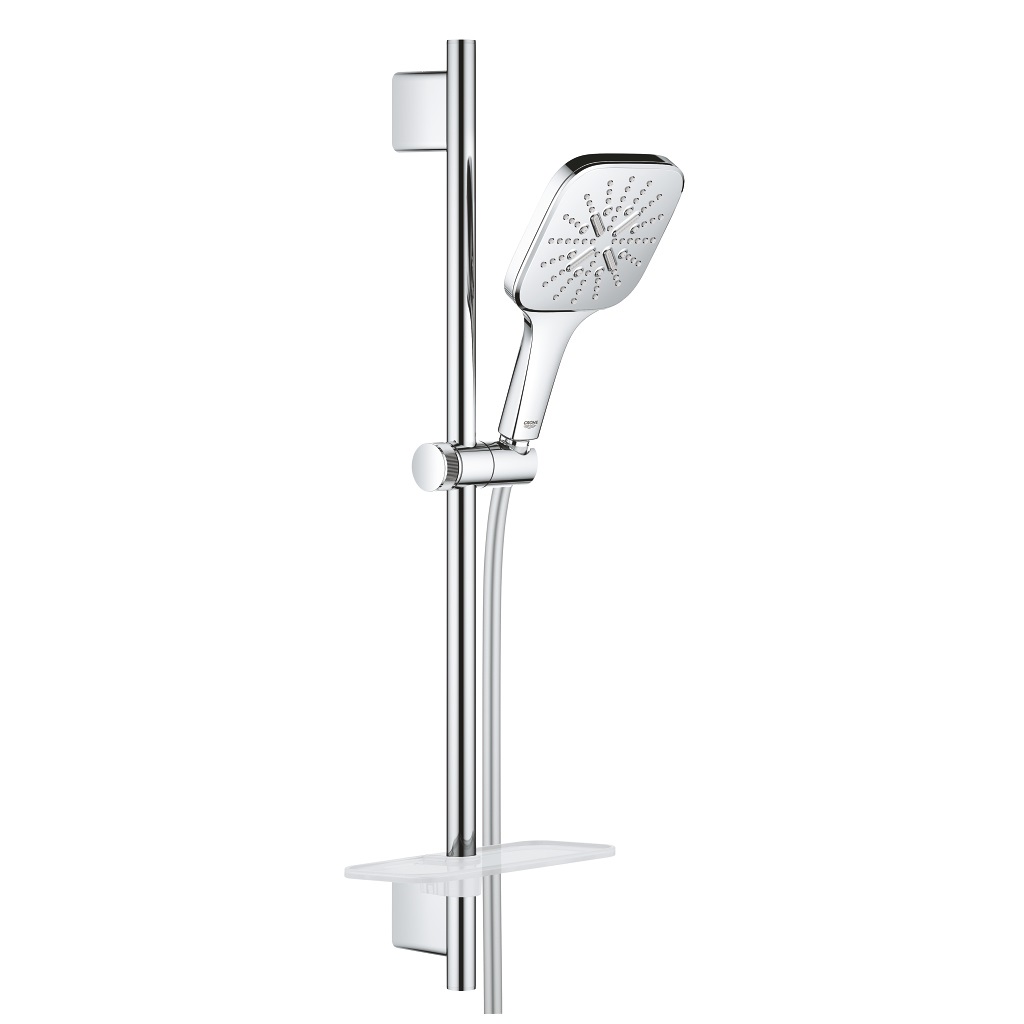 Grohe Rainshower SmartActive 130 Cube - Set Doccia a 3 Getti con Asta da 60 cm e Finitura Cromo