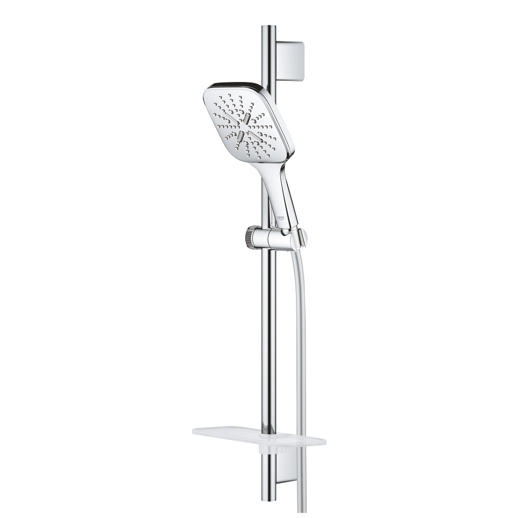 Grohe Rainshower SmartActive 130 Cube - Set Doccia a 3 Getti con Asta da 60 cm e Finitura Cromo