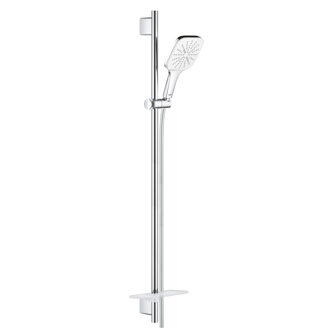 Grohe Rainshower SmartActive Cube 26587LS0 - Set Doccia a Parete, 3 Tipi di Getto, Bianco, Design Squadrato, Portata Limitata a 9.5 l/min