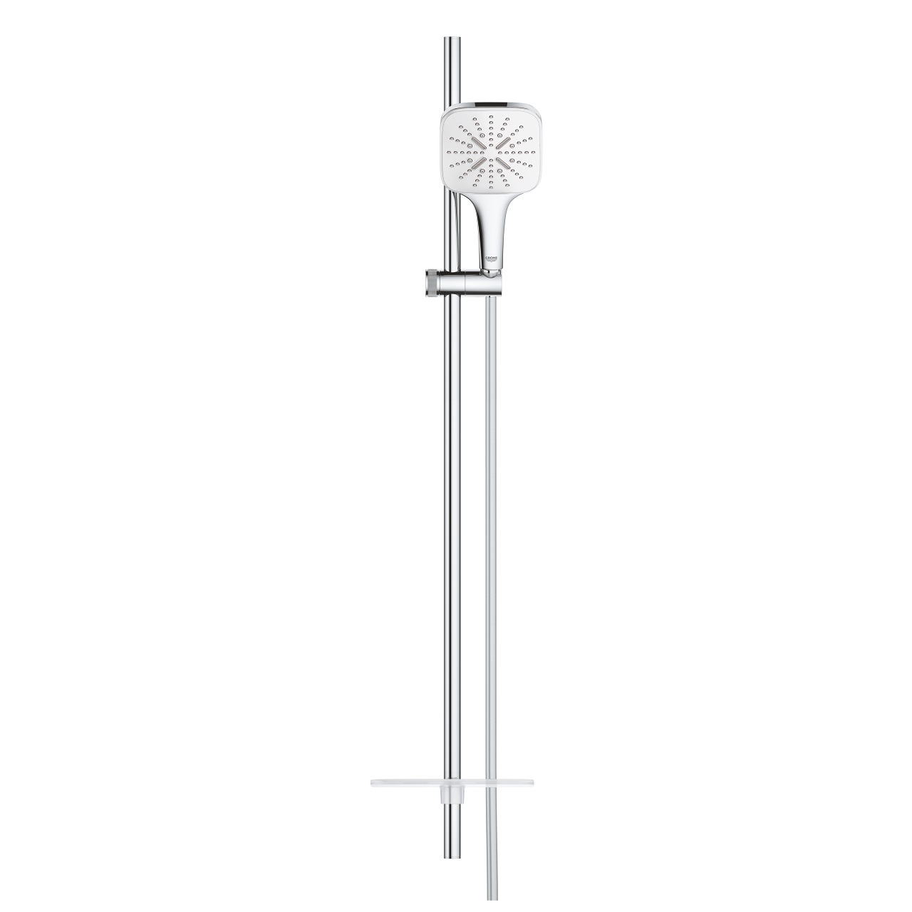 Grohe Rainshower SmartActive Cube 26587LS0 - Set Doccia a Parete, 3 Tipi di Getto, Bianco, Design Squadrato, Portata Limitata a 9.5 l/min