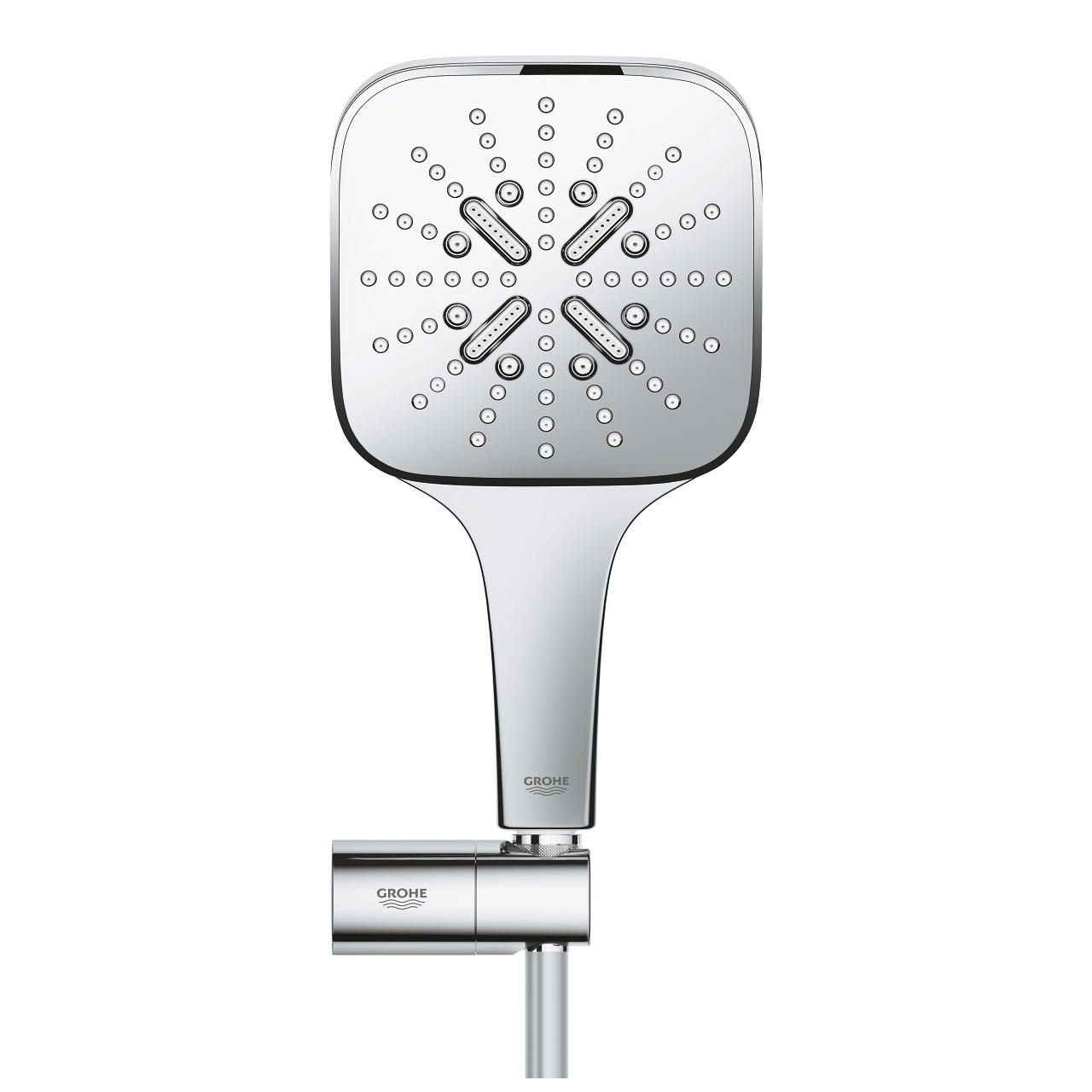 Grohe Rainshower SmartActive 130 Cube Set Doccia a 3 Getti, Cromo, EcoJoy Portata Limitata a 9,5 l/min, Soffione 130 mm