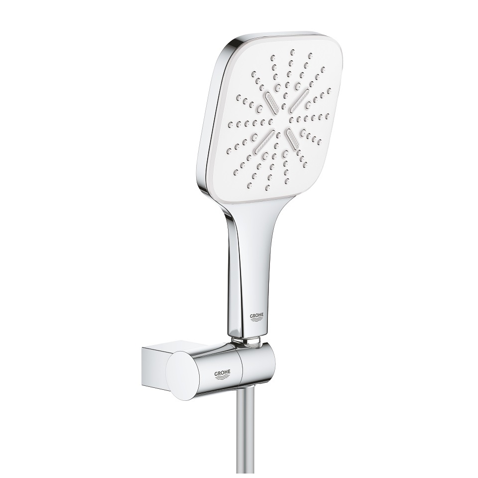 Grohe Rainshower SmartActive Cube 26588LS0 Soffione Doccia a 3 Getti, EcoJoy, Finitura Moon White, 130 mm