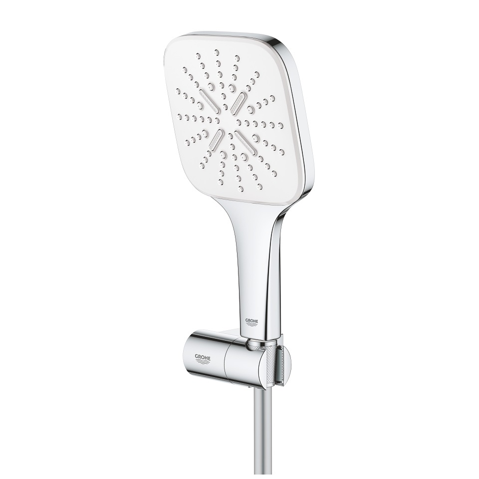 Grohe Rainshower SmartActive Cube 26588LS0 Soffione Doccia a 3 Getti, EcoJoy, Finitura Moon White, 130 mm