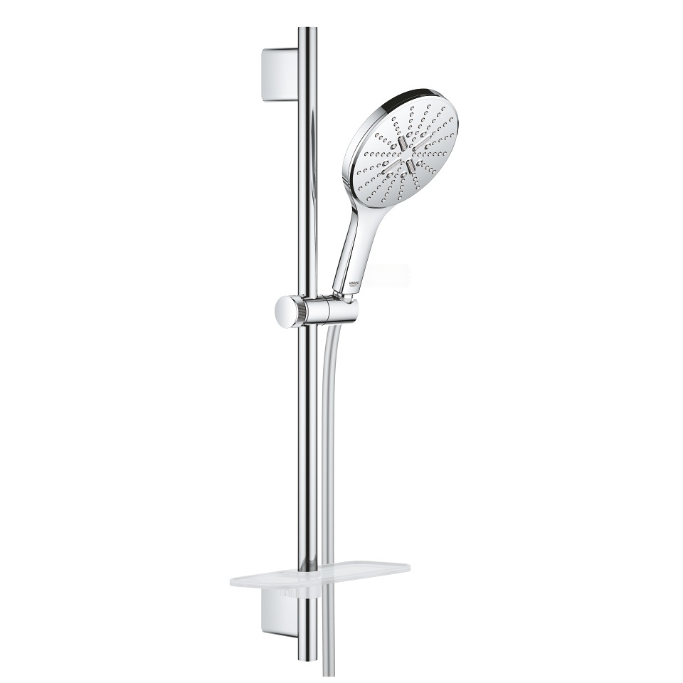 GROHE Rainshower SmartActive 150 Set Asta Doccia a 3 Getti, Cromo, 60 cm con Flessibile e Mensola Portaoggetti