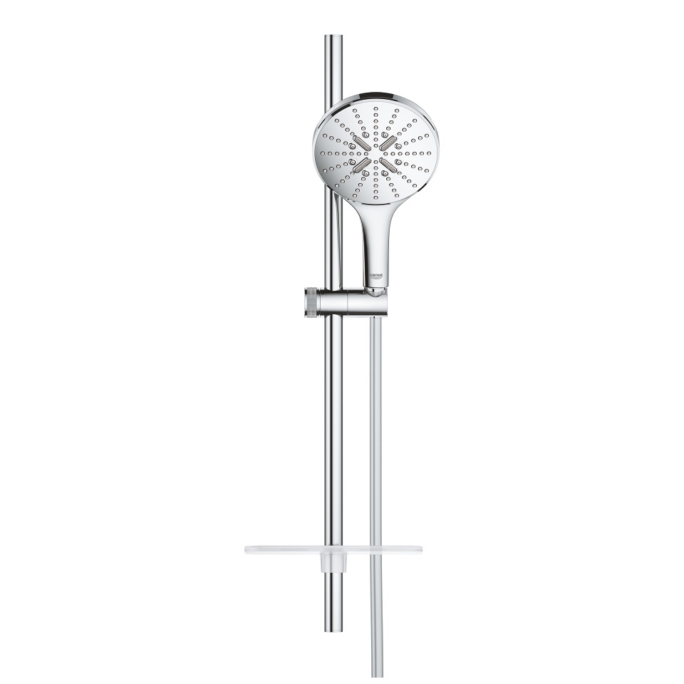 GROHE Rainshower SmartActive 150 Set Asta Doccia a 3 Getti, Cromo, 60 cm con Flessibile e Mensola Portaoggetti