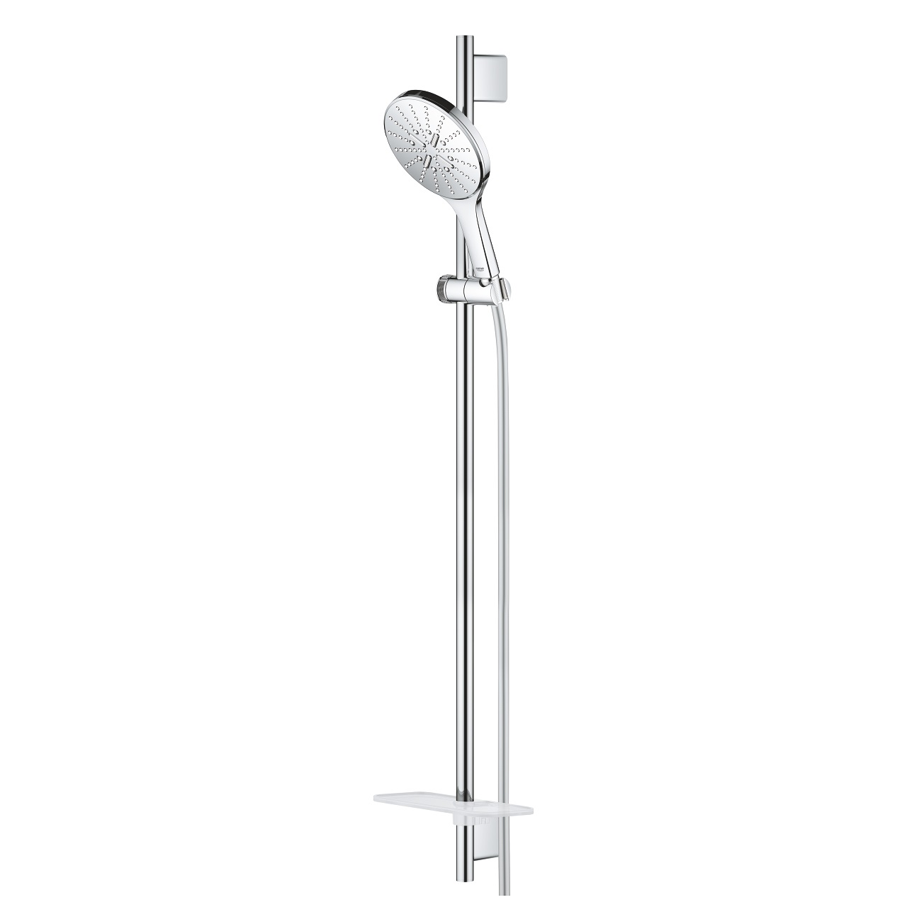 Grohe Rainshower SmartActive 150 Set Asta Doccia a 3 Getti, Cromo con Flessibile e Mensola Portaoggetti