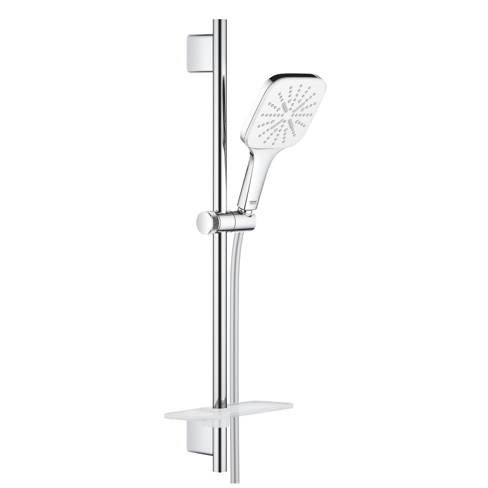 Grohe 26596000 Set Asta Doccia Vitalio SmartActive Cube con 3 Getti, Finitura Cromo e Moon White, Diametro Soffione 130 mm