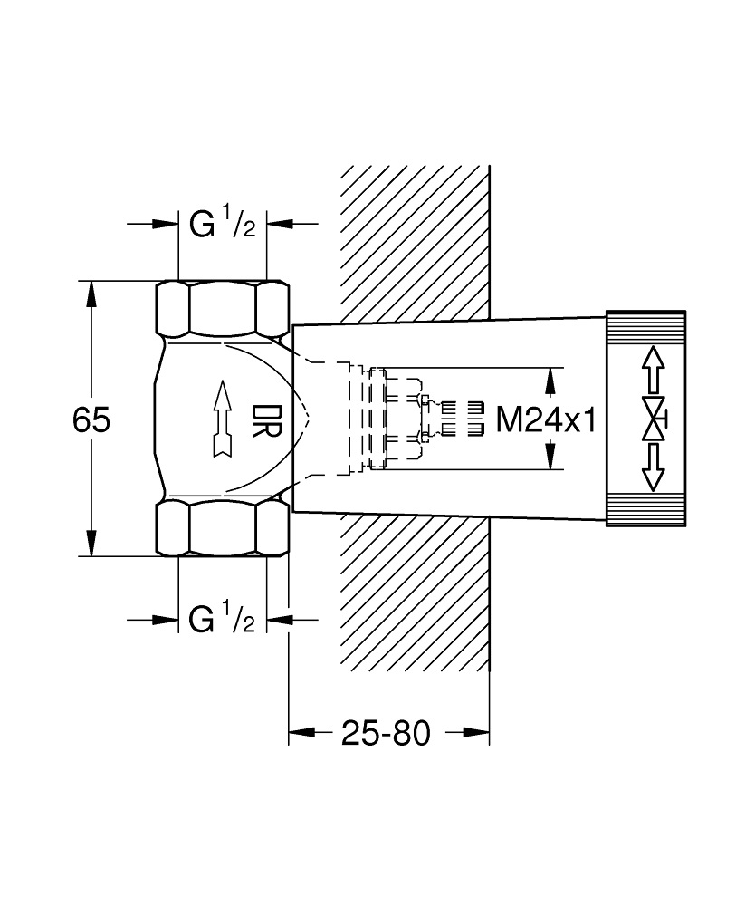 GROHE Grohtherm 3000 Cosmopolitan - Rubinetto per Incasso Senza Maniglia in Cromo 1/2 Pollici con Tecnologia Grohe QuickFix