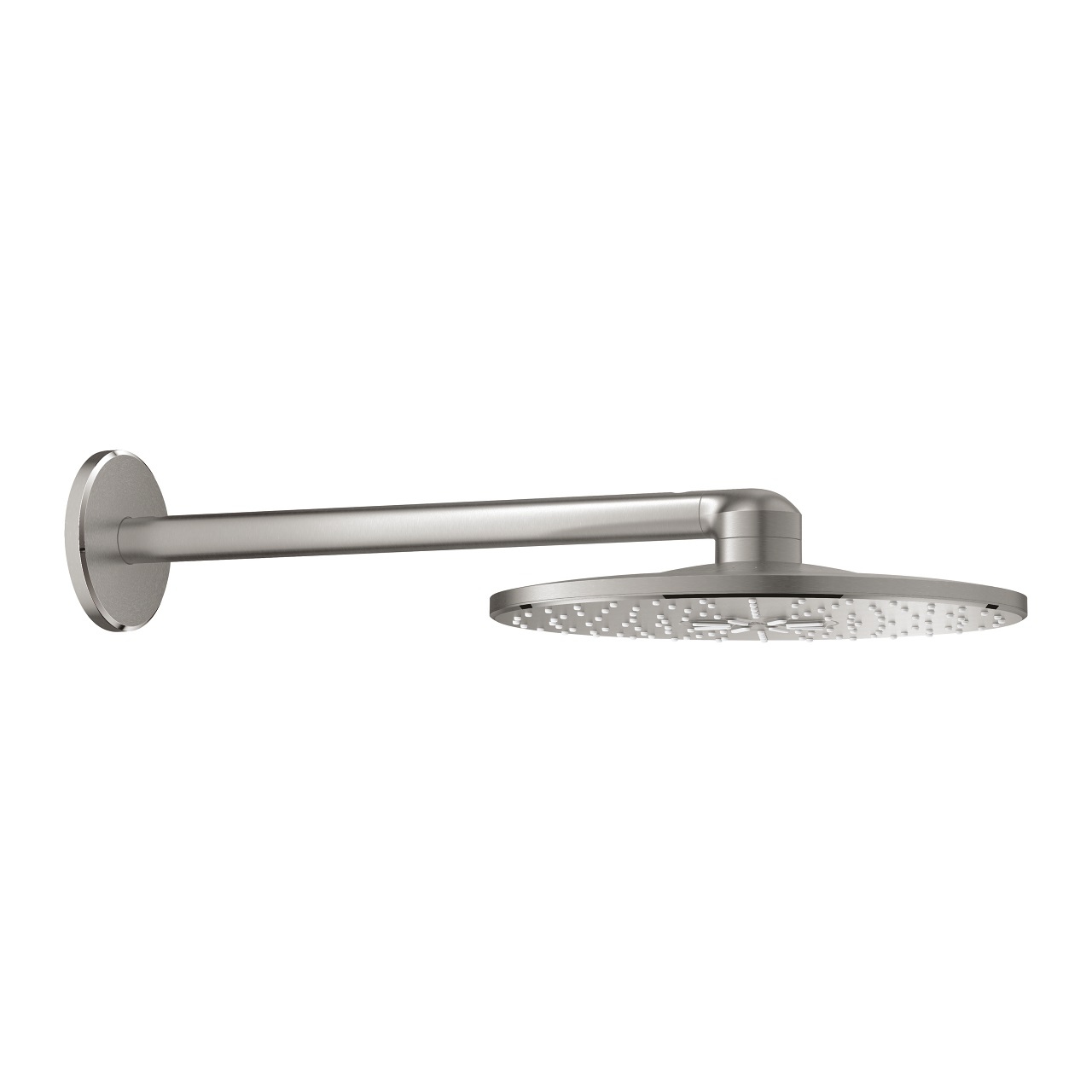 GROHE Rainshower Smartactive 310 Soffione Doccia a Pioggia 31x31 cm, 2 Getti PureRain e ActiveRain, Finitura Super Steel, Braccio a Parete Sporgenza 430 mm