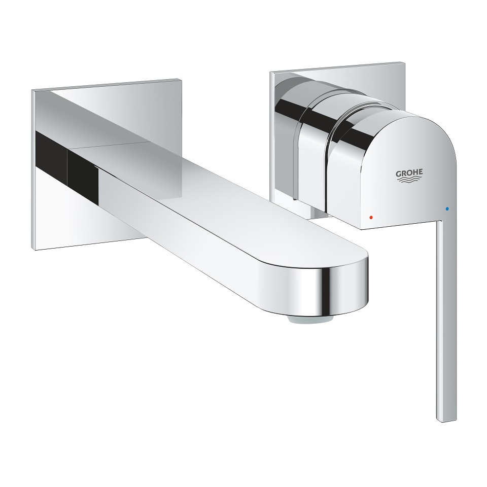 Grohe 29306003 Plus Miscelatore per Lavabo a 2 Fori, Cromo, Installazione a Parete, Taglia M, EcoJoy