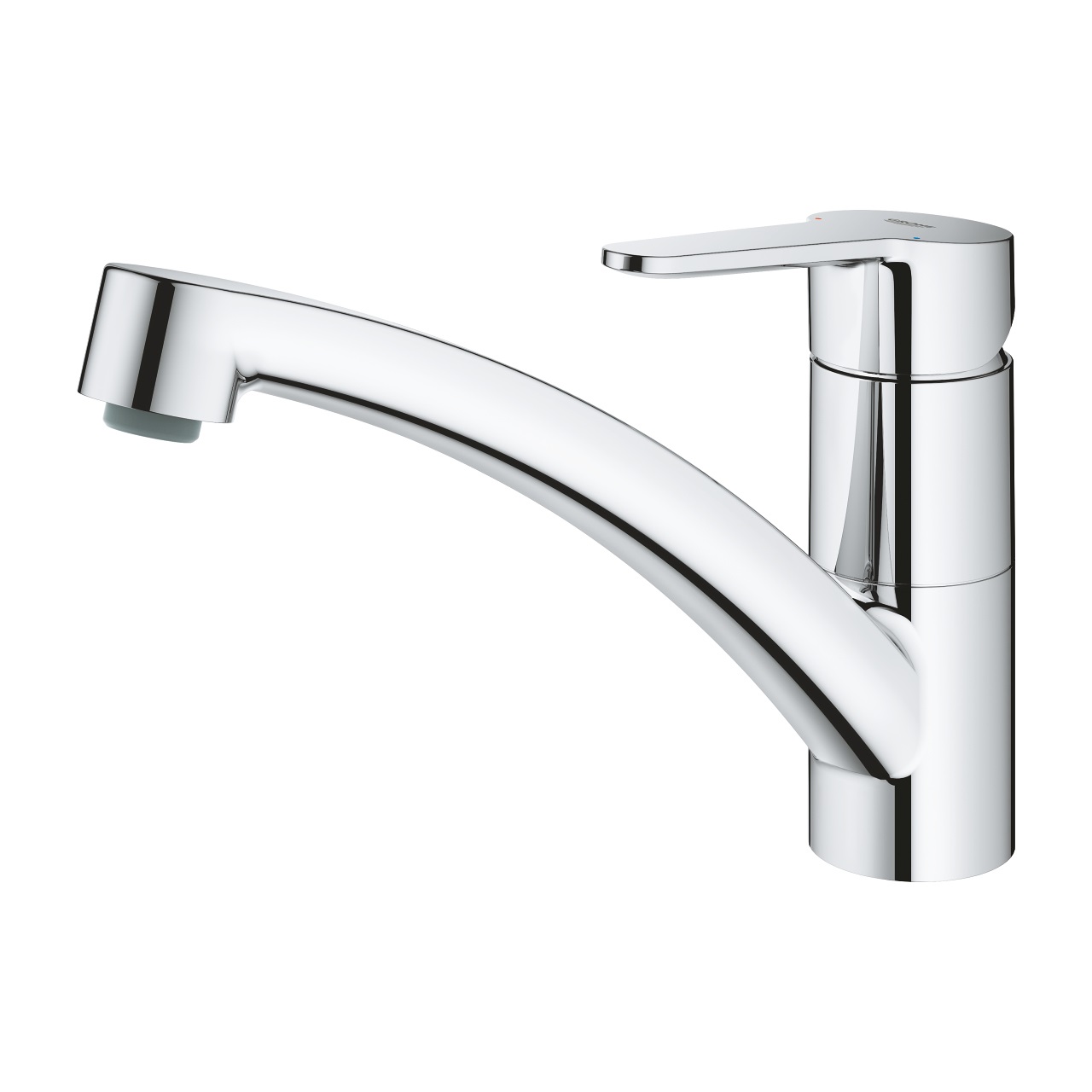 Grohe BauEco Miscelatore Monocomando per Lavello da Cucina, Cromo, Bocca Girevole 140°, Cartuccia GROHE LongLife