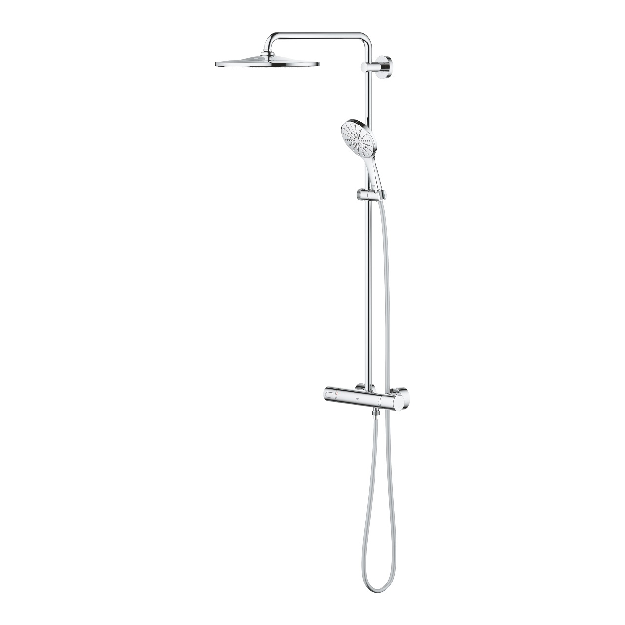 Grohe 26647000 Sistema Doccia Rainshower SmartActive con Miscelatore Termostatico, Cromo, Rotondo, Soffione Orientabile, Tipo di Getto PureRain