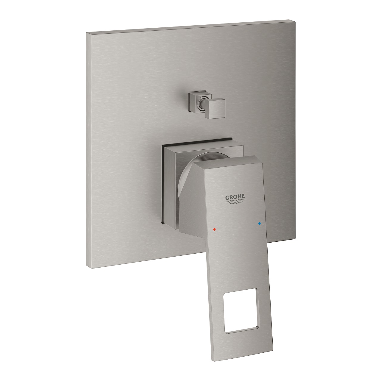 GROHE Eurocube Miscelatore Monocomando per Vasca e Doccia con Deviatore a 2 Vie, Finitura SuperSteel, Cod. 24062DC0