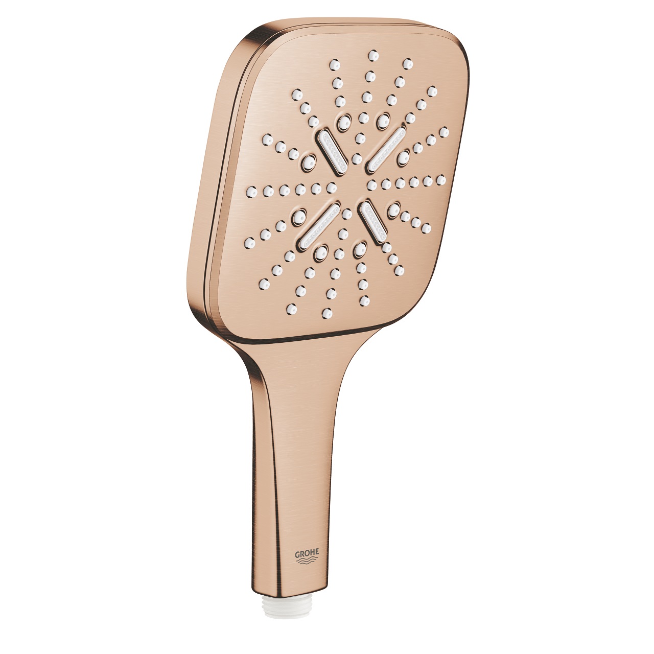 GROHE Rainshower SmartActive 130 Cube Doccetta Brushed Warm Sunset - 3 Tipi di Getto, Funzione DripStop, EcoJoy