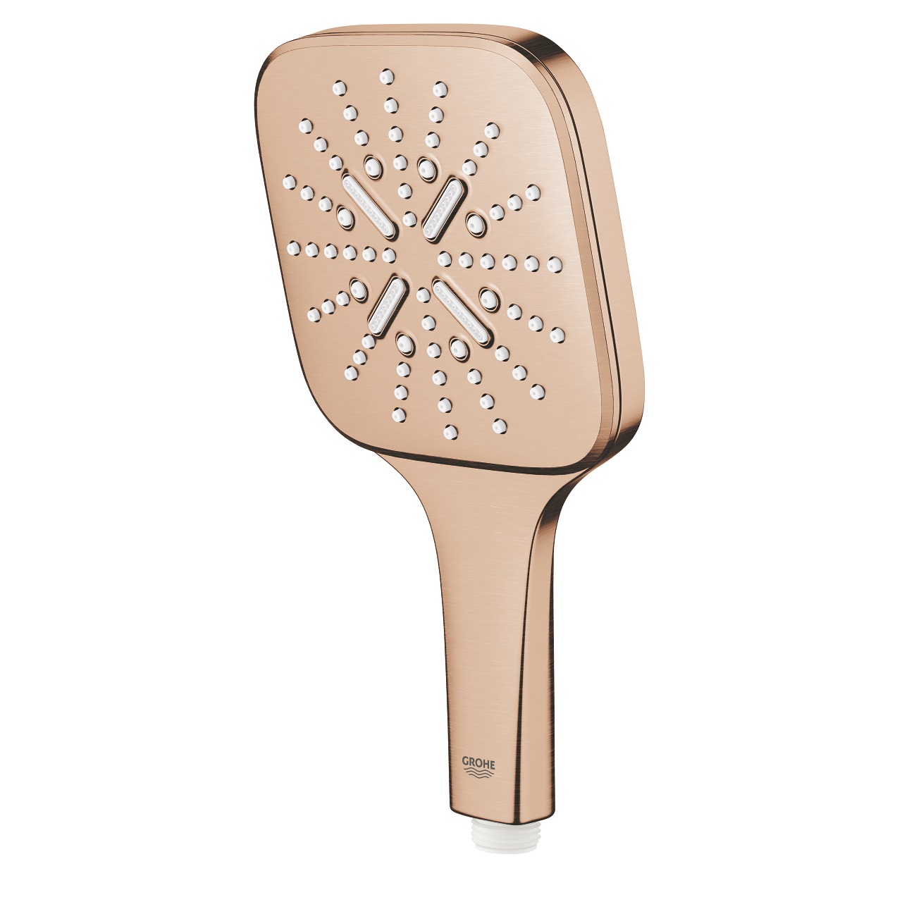 GROHE Rainshower SmartActive 130 Cube Doccetta Brushed Warm Sunset - 3 Tipi di Getto, Funzione DripStop, EcoJoy