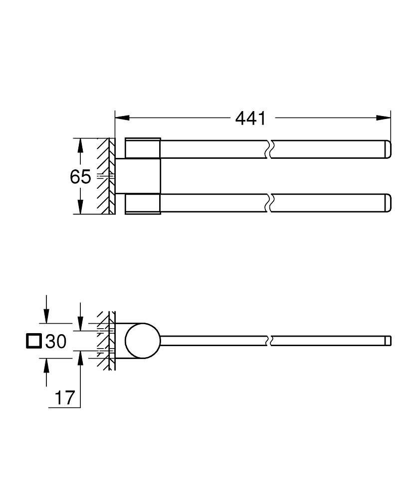 GROHE Selection Porta Salviette in Metallo Satinato Large - Profondità 400 mm, 2 Barre, Fissaggio Nascosto, Tecnologia Grohe StarLight