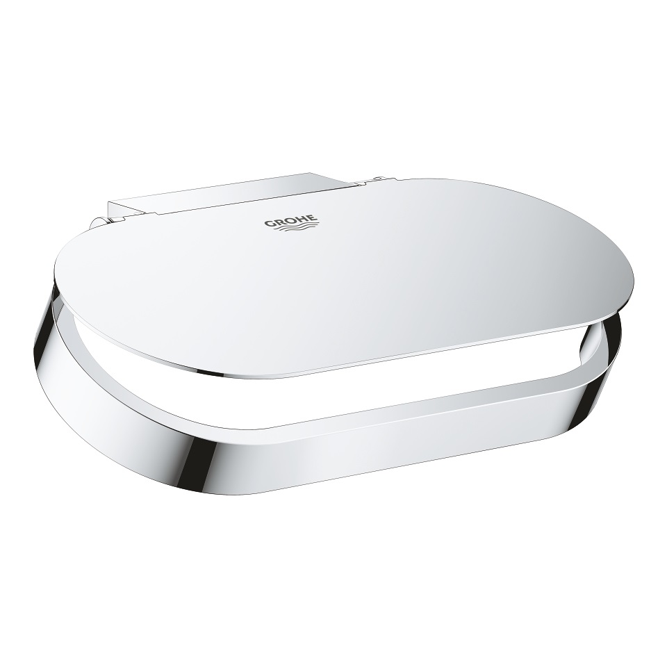 GROHE Selection Porta Rotolo in Metallo con Coperchio, Finitura Cromo Lucido, Installazione a Parete a Scomparsa - 41069000