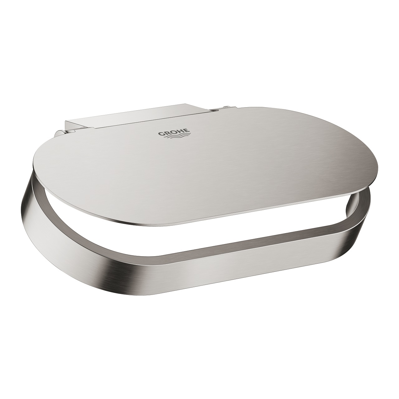 GROHE Selection Porta Rotolo in Metallo Supersteel Opaco con Coperchio e Fissaggio Nascosto - 41069DC0
