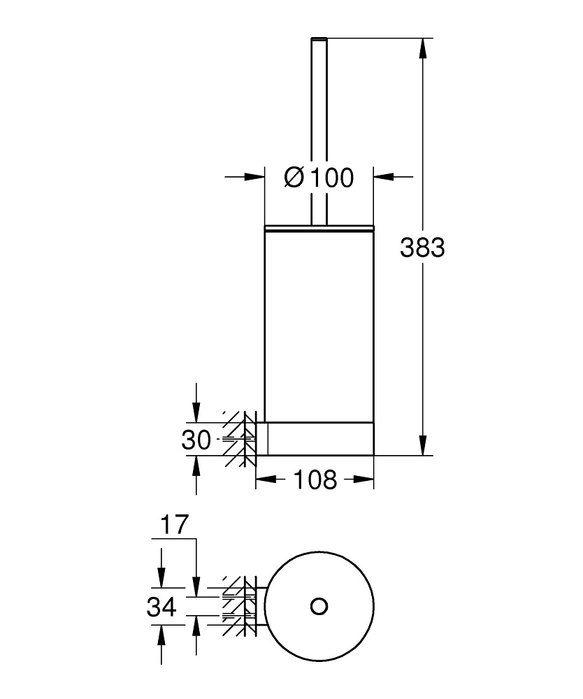GROHE Selection Porta Scopino Completo in Vetro e Metallo, Installazione a Parete con Fissaggio Nascosto, Finitura SuperSteel