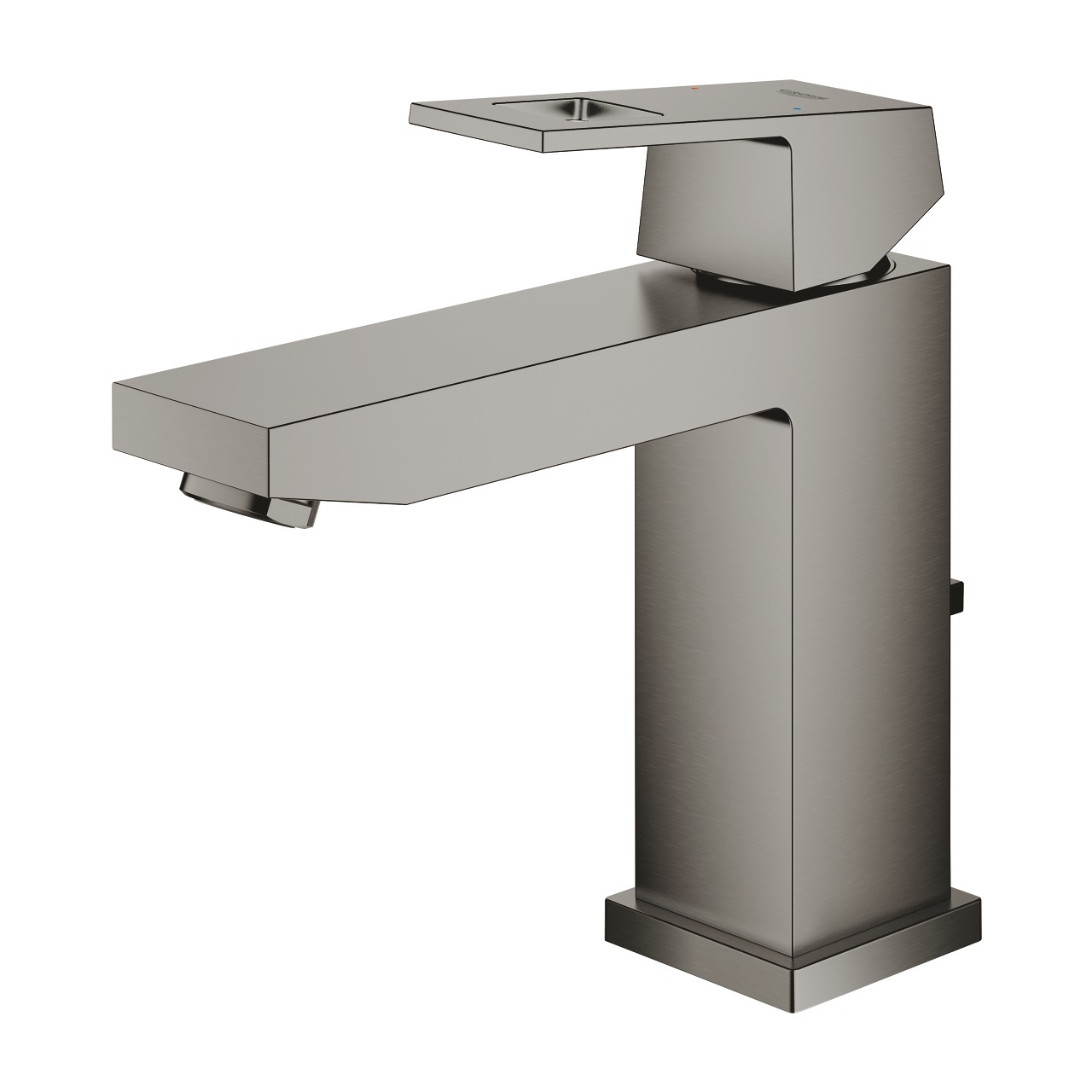 Grohe Eurocube Miscelatore Monocomando per Lavabo M-Size, Grafite Spazzolato, con Piletta Scarico a Tirante