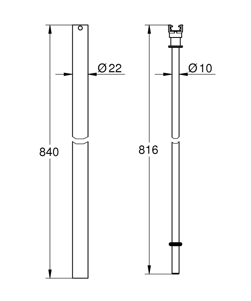 GROHE 48515000 Euphoria Sistema di Doccia Tubo, 84 cm, Cromo - Guida Interna in Plastica, Superficie Cromata Resistente