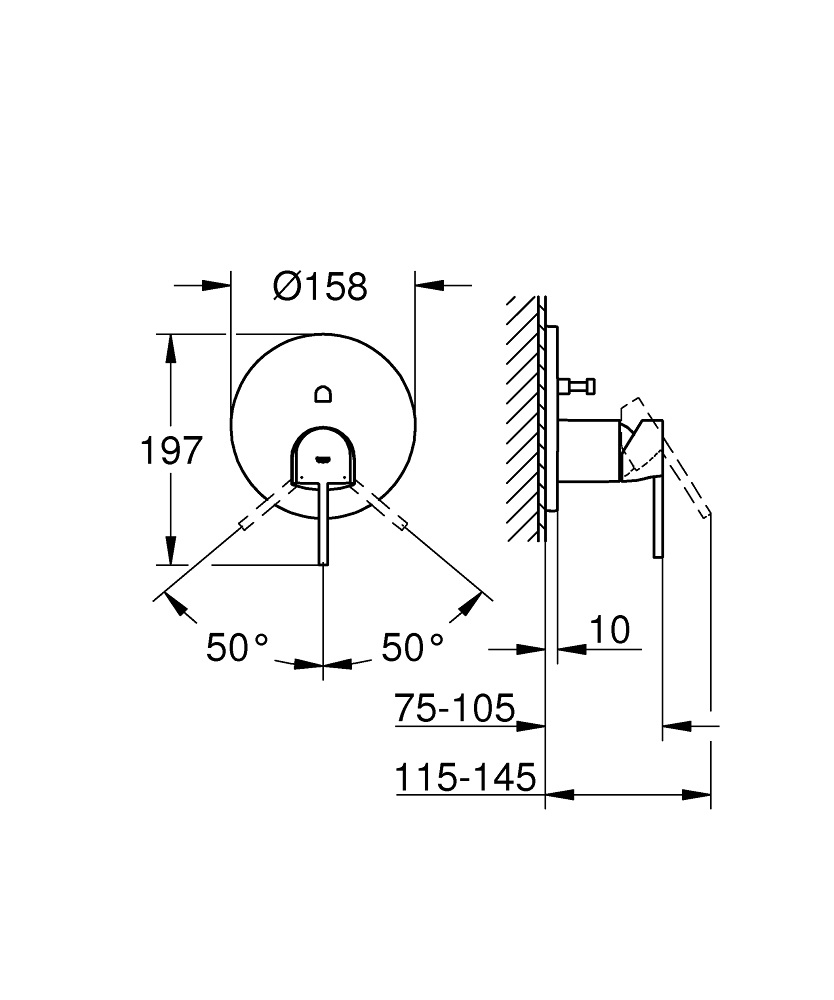 GROHE Plus Miscelatore Monocomando per Vasca da Incasso con Deviatore e Cartuccia Ceramica