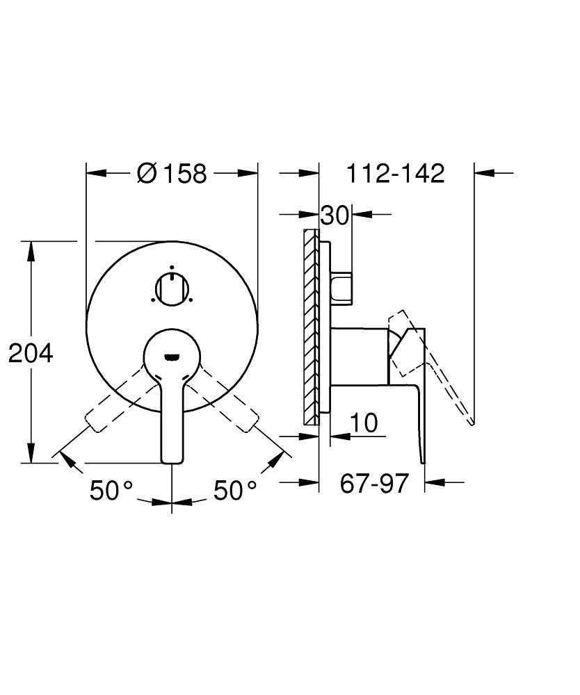 Grohe Lineare Miscelatore Monocomando per Doccia con Deviatore a 3 Vie, Finitura Grafite Spazzolato, Cod. 24095AL1