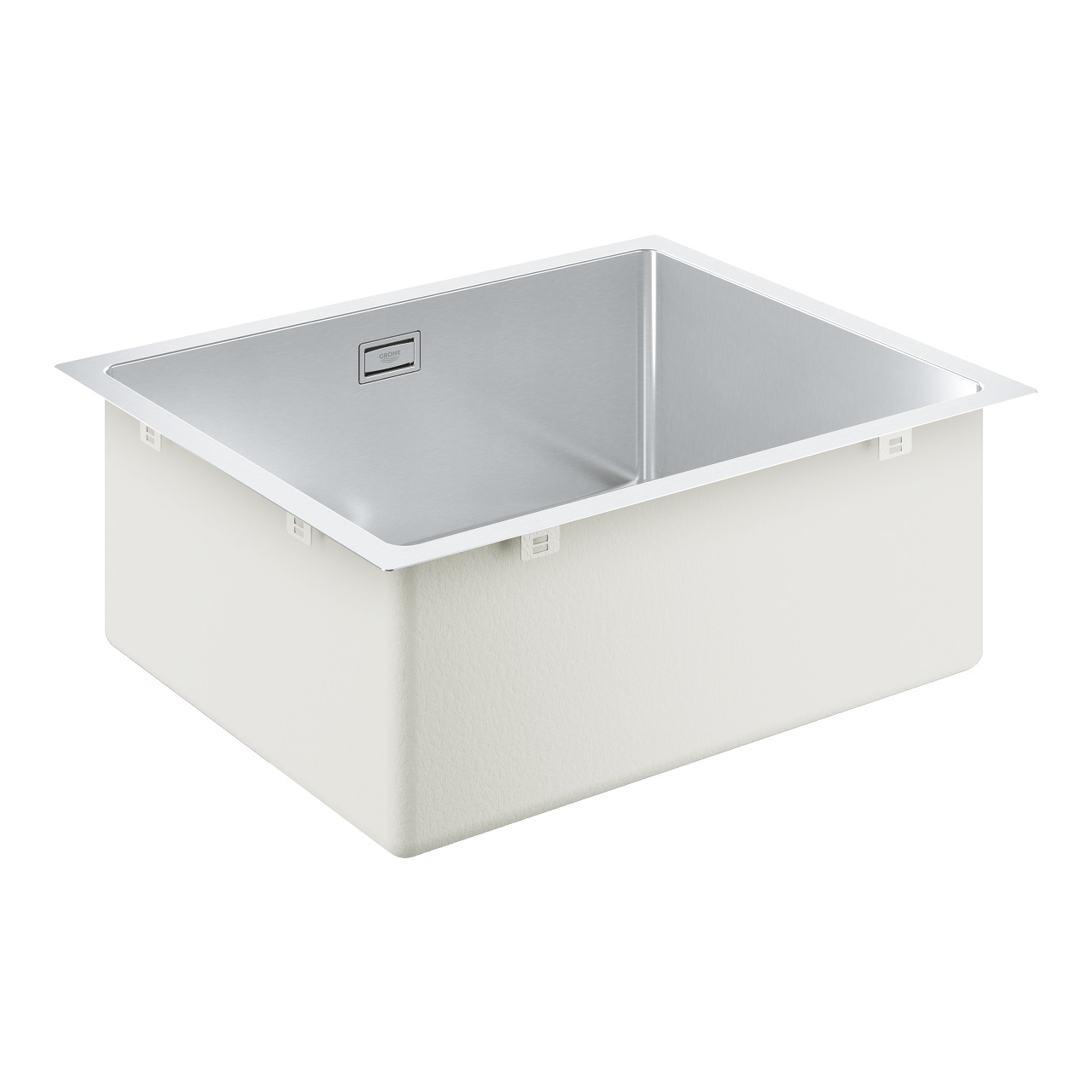 GROHE K700U Lavello da Cucina 1 Vasca Sottotop/Sopratop/Filotop in Acciaio Inox AISI 304 - 55x45 cm con Piletta Automatica e Sifone