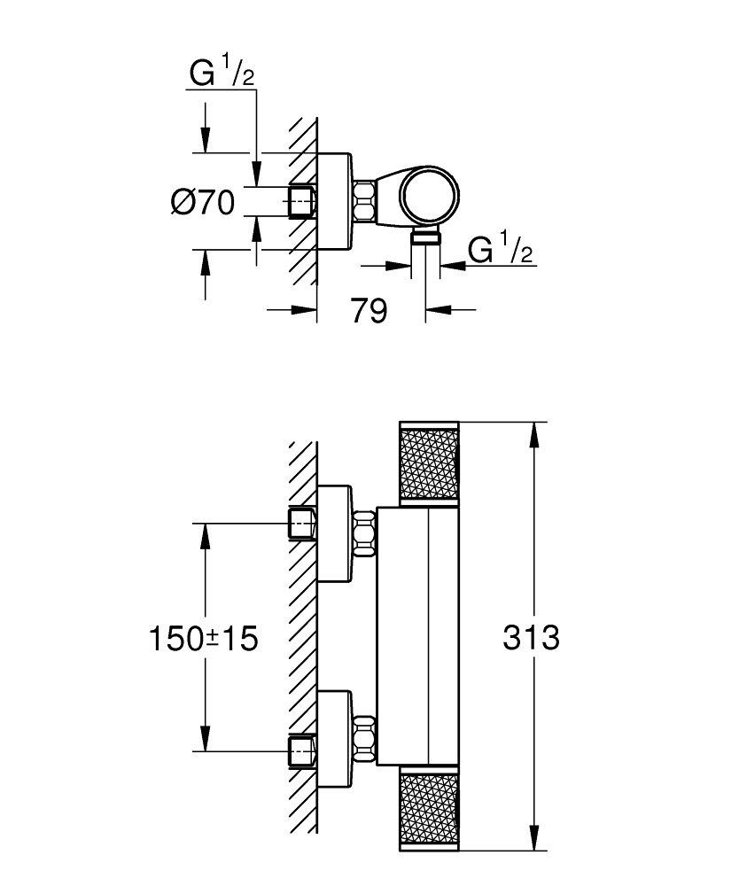 GROHE Precision Feel Miscelatore Termostatico per Doccia Cromo con Limitatore di Portata e Blocco Sicurezza 38°C