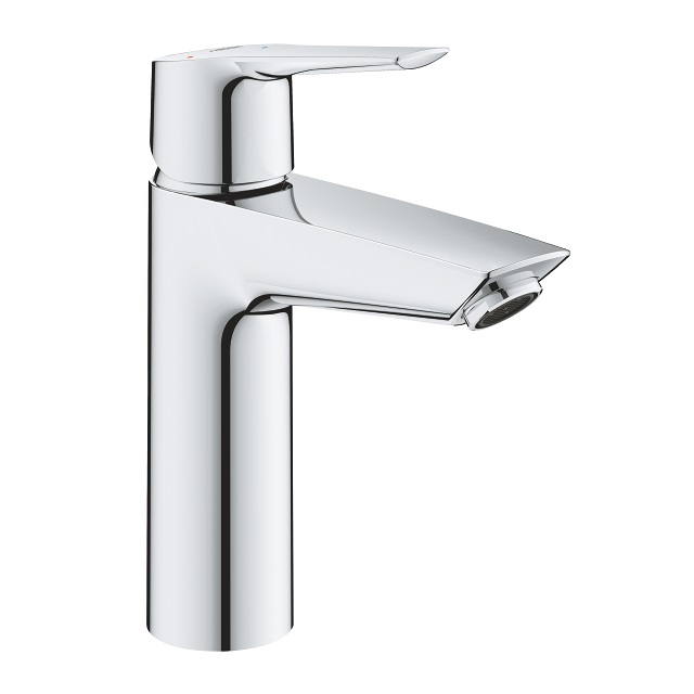 GROHE 23746002 Quickfix Start - Miscelatore Monocomando per Lavabo Taglia M con Piletta Clic Clac, Strumento di Installazione Incluso, Leva in Metallo, Limitatore di Portata e Temperatura, Finitura Cromo