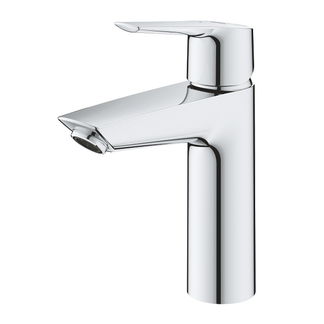 GROHE 23746002 Quickfix Start - Miscelatore Monocomando per Lavabo Taglia M con Piletta Clic Clac, Strumento di Installazione Incluso, Leva in Metallo, Limitatore di Portata e Temperatura, Finitura Cromo