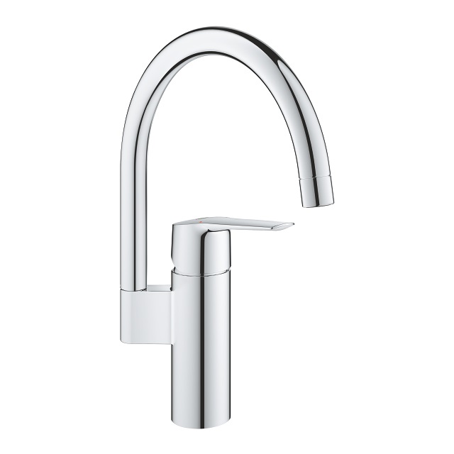 Grohe QuickFix Start Miscelatore Monocomando per Lavello Cucina con Bocca Alta Orientabile e Finitura Cromo Lucido