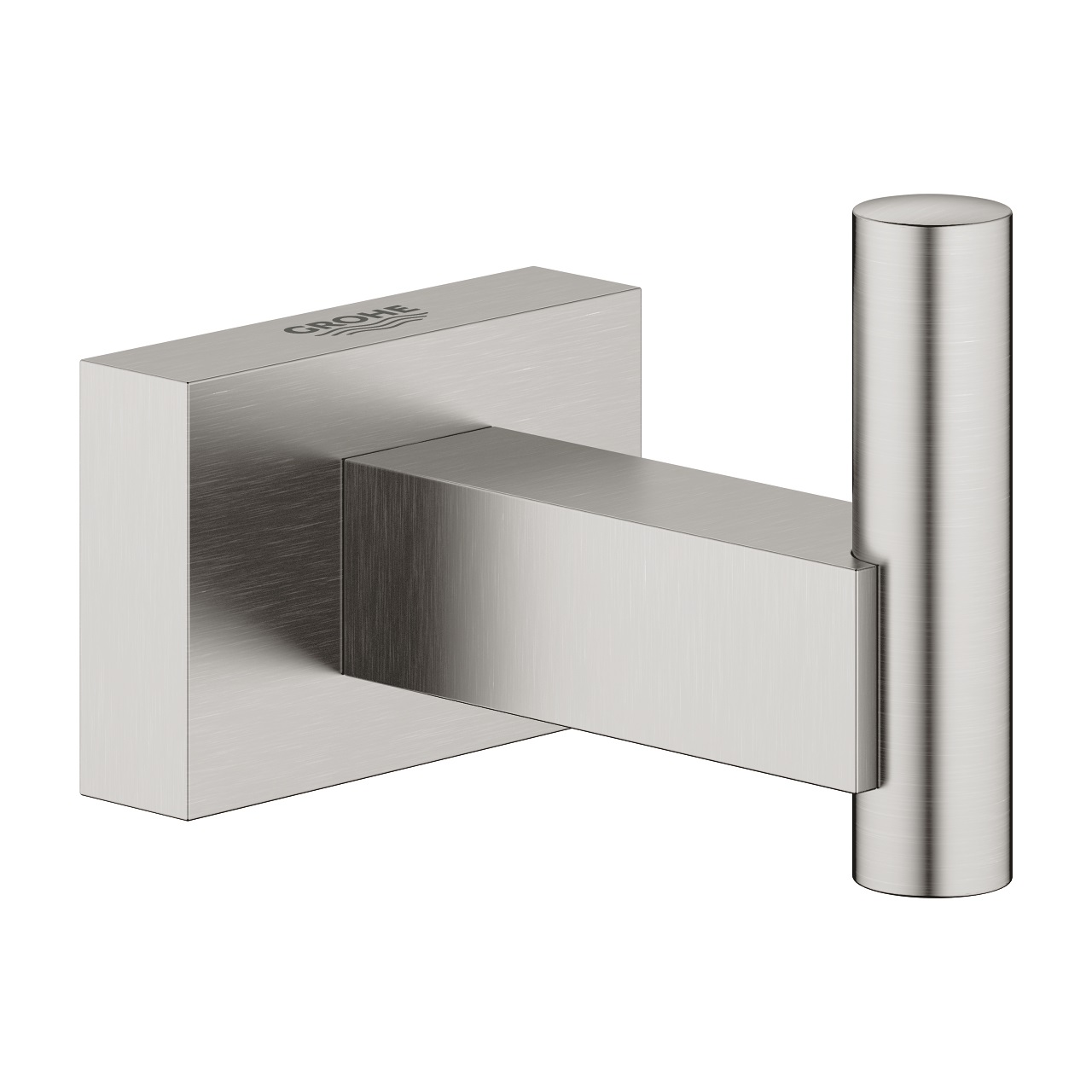 GROHE Essentials Cube Gancio Portasciugamani 40511DC1 in Metallo Grigio Satinato con Fissaggio Nascosto e Finitura Grohe Starlight