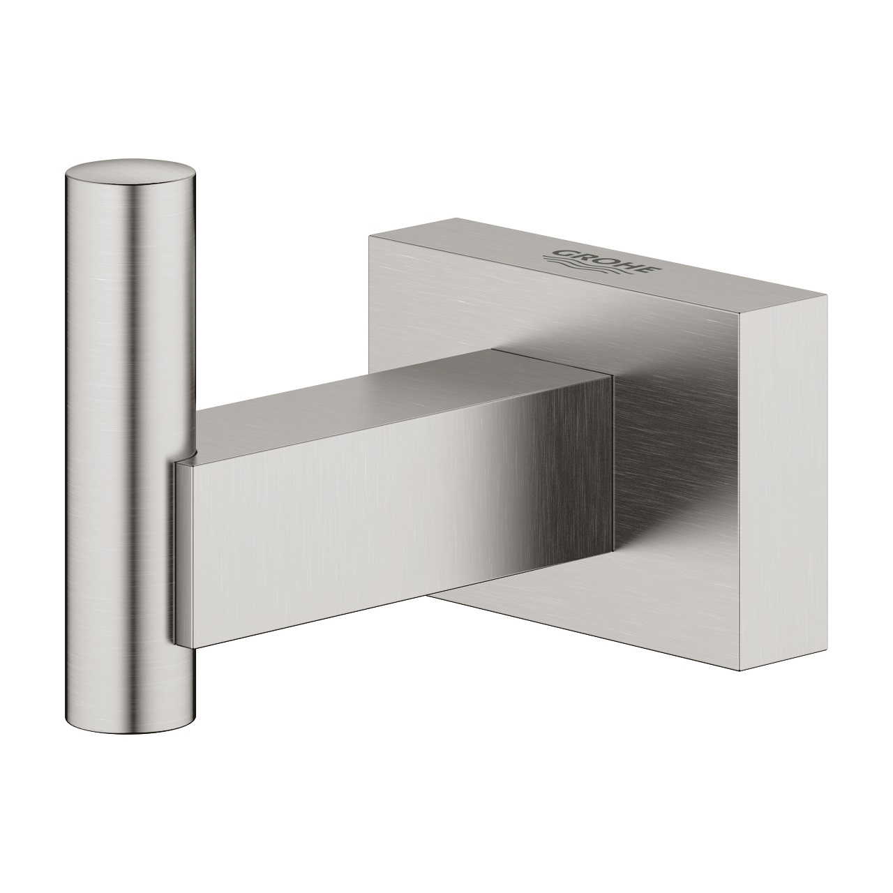 GROHE Essentials Cube Gancio Portasciugamani 40511DC1 in Metallo Grigio Satinato con Fissaggio Nascosto e Finitura Grohe Starlight